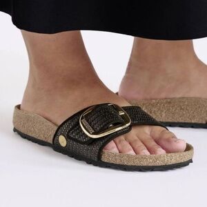 Birkenstock Madrid Big Buckle Raffia Sandals